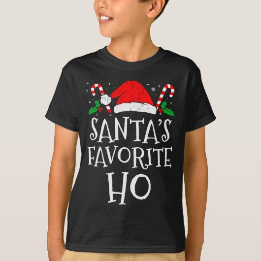 T-shirt Funny Christmas Santa's Favorite Ho Naughty Pajama (Devant)