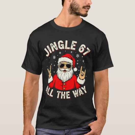 T-shirt Funny Christmas Six Seven Santa Rock N' Roll Hands (Devant)