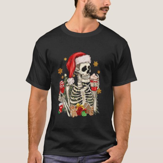 T-shirt Funny Christmas Skeleton Glace Cream Festive Weste (Devant)