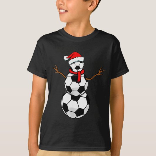 T-shirt Funny Christmas Soccer Santa Snowman (Devant)