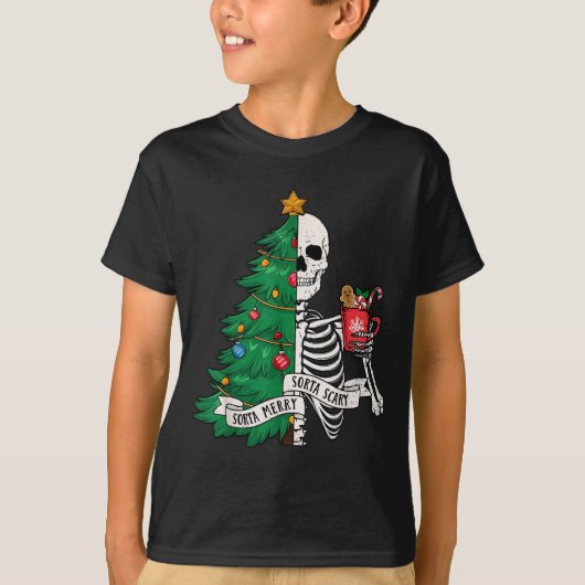 T-shirt Funny Christmas Sorta Merry Sorta Y Skeleton Xmas  (Devant)
