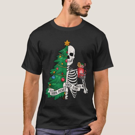 T-shirt Funny Christmas Sorta Merry Sorta Y Skeleton Xmas  (Devant)