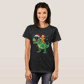 T-shirt Funny Christmas T Rex Dinosaur Gingerbread Lights (Devant entier)