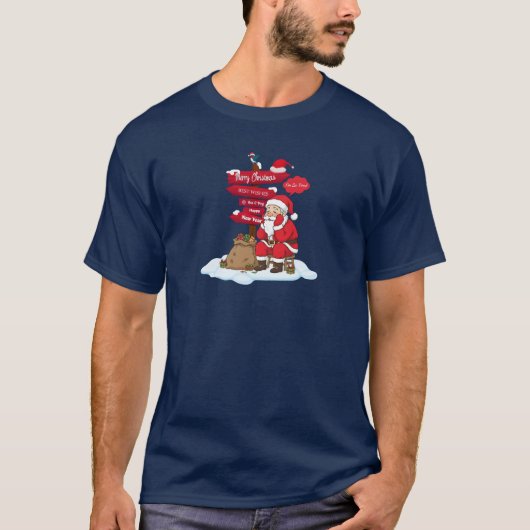 T-shirt Funny Christmas T-Shirt: Tired Santa Resting Under (Devant)