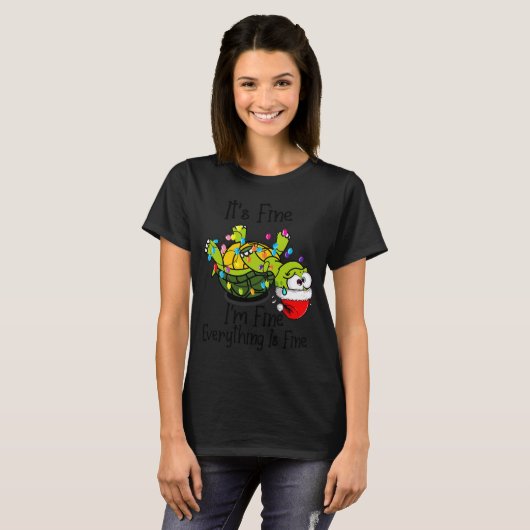 T-shirt Funny Christmas Turtle It's Fine I'm Fine Everythi (Devant entier)