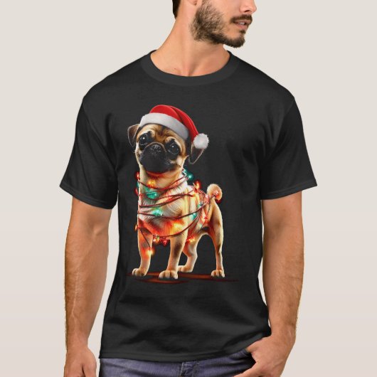 T-shirt Funny Chug Christmas Graphics Dog Lights Lover (Devant)