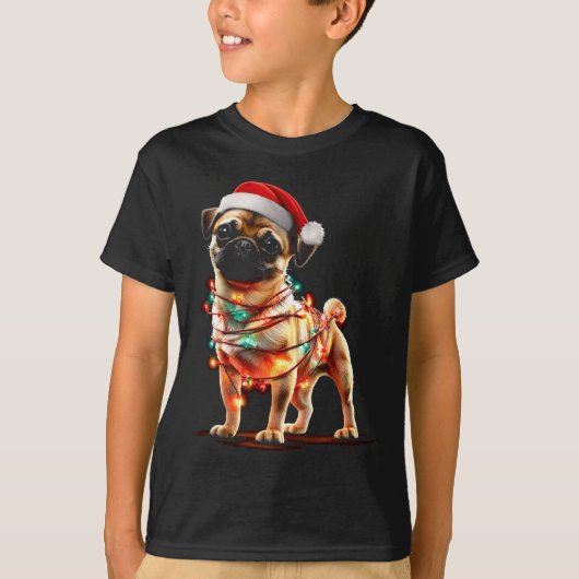 T-shirt Funny Chug Christmas Graphics Dog Lights Lover (Devant)