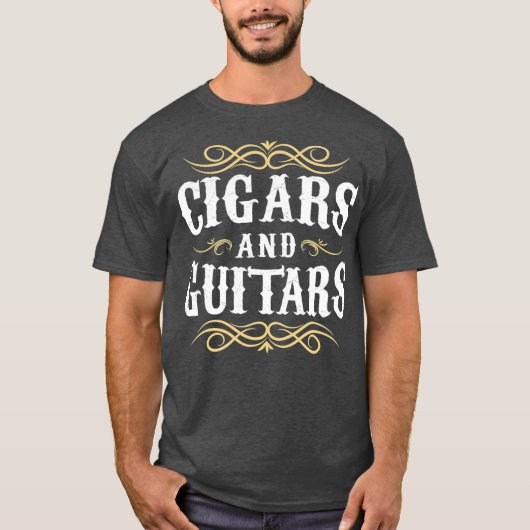 T-shirt Funny Cigar Guitar Cigar Lover Fumer Cadeau pour (Devant)