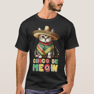 T-shirt Funny Cinco De Mayo Cute Mexicaine Cat Sombrero