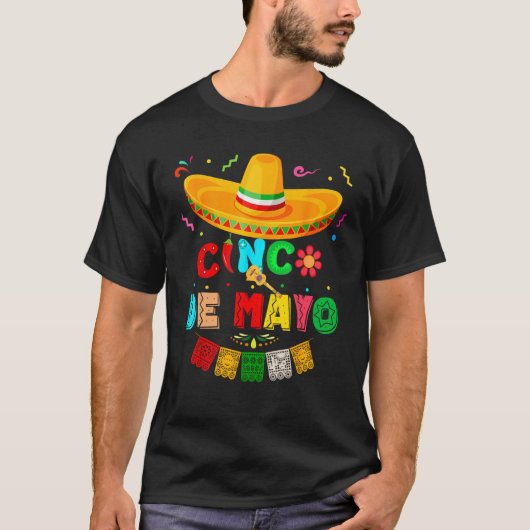 T-shirt Funny Cinco De Mayo Mexican Guitar Cactus for Men  (Devant)