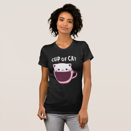 T-SHIRT FUNNY COFFEE AND CAT LOVERS, CUP OF CAT (Devant entier)