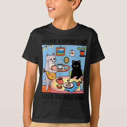 T-shirt Funny Coffee Lover With Cute Cat More Espresso Les (Devant)