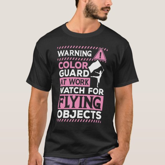T-shirt Funny Color Guards Avertissement Flying Object Fla (Devant)