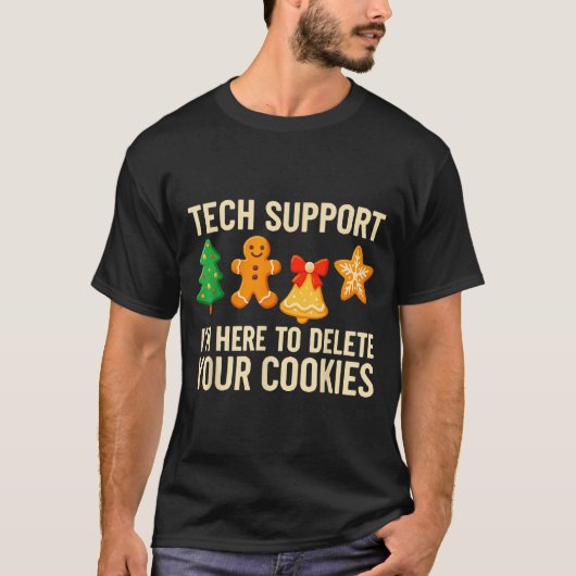 T-shirt Funny Cookies Christmas Gingerbread Tech Suprt Men (Devant)