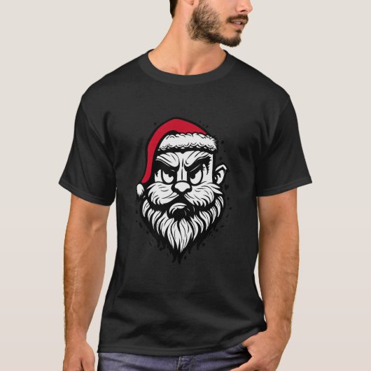T-shirt Funny cool Santa face Christmas Hipster  (Devant)