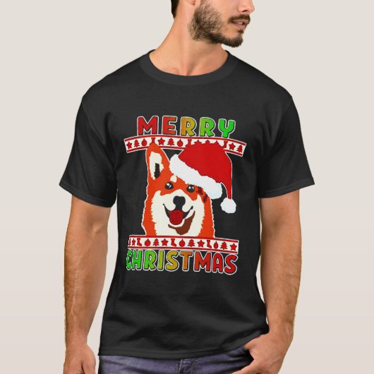 T-shirt Funny Corgi Christmas (Devant)