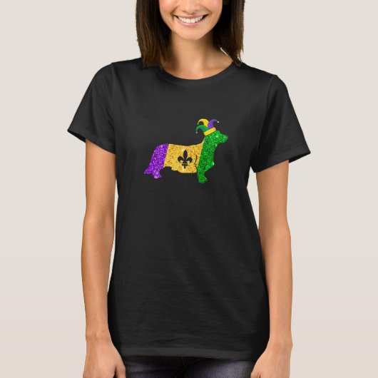 T-shirt Funny Corgi Dog Lover Cute Mardi Gras Carnival Pre (Devant)