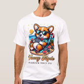 T-shirt Funny Corgi Plage personnalisée Vacances en famill (Devant)