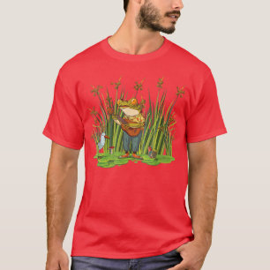 T-shirt Funny Cottagecore Frog Jouer Guitare Campagne