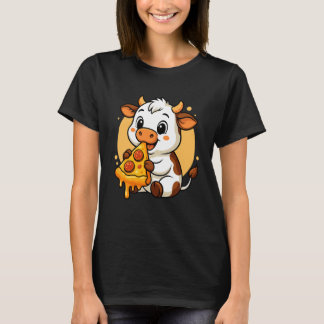 T-shirt Funny Cow Eating Pizza Graphic Boys Girls Cow Love