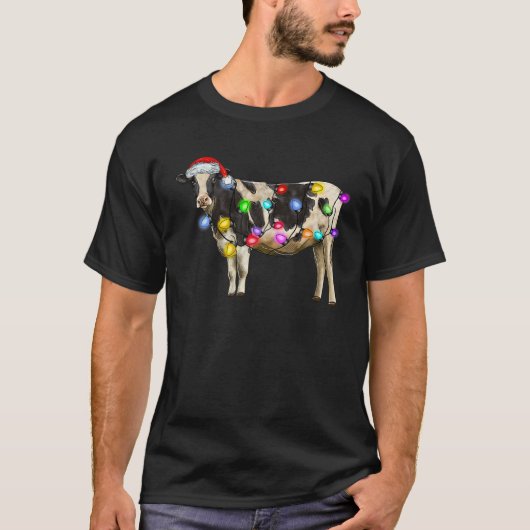 T-shirt Funny Cow Moey Noël Light Tree Farmers Cow L (Devant)
