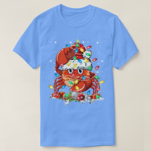 T-shirt Funny Crab Christmas Tree Lights (Design devant)