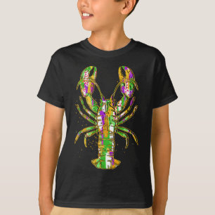 T-shirt Funny Crawfish Jester perles Funny Mardi Gras Men