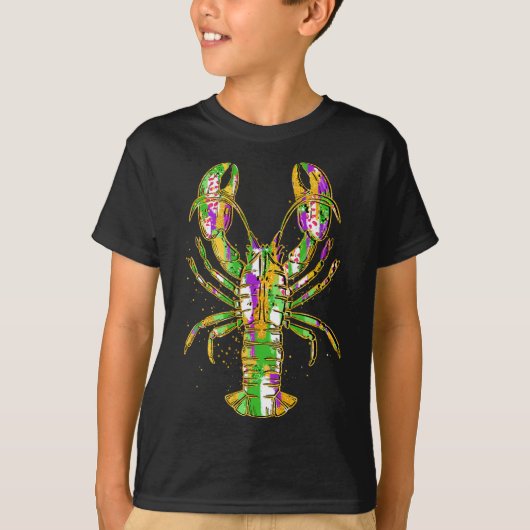 T-shirt Funny Crawfish Jester perles Funny Mardi Gras Men (Devant)
