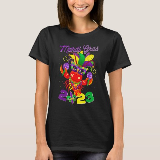 T-shirt Funny Crawfish Mardi Gras 2023 New Orleans Beads C (Devant)