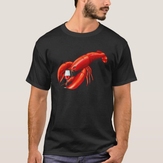 T-shirt Funny Crawfish Wine Drinking Lobster Men Women (Devant)