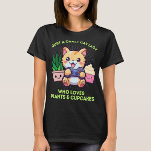T-shirt Funny Crazy Cat Lady Cupcakes Jeux vidéo Plante