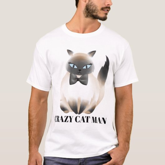 T-shirt Funny Crazy chat man (Devant)