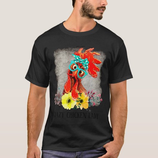 T-shirt Funny Crazy Chicken Lady Word Art (Devant)