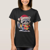 T-shirt Funny Crochet Christmas Raccoon Xmas Lights Girly (Devant)
