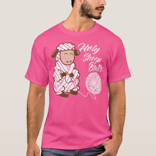 T-shirt Funny Crochet Lover Holy Sheep Balls (Devant)