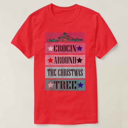 T-shirt Funny Crocin around the Christmas tree (Design devant)