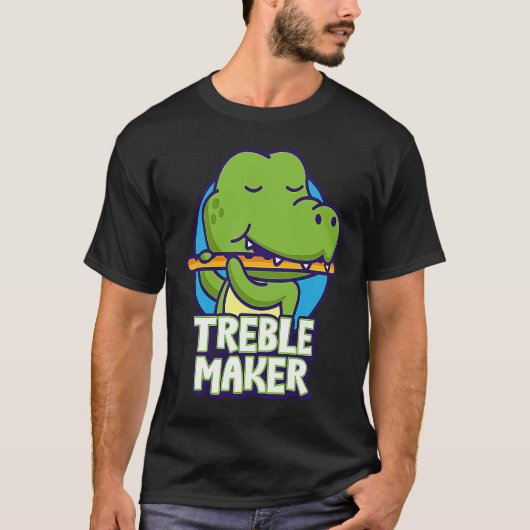 T-shirt Funny Crocodile Playing Flute Treble Maker Instrum (Devant)