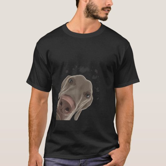T-shirt Funny Curious chien Weimaraner (Devant)