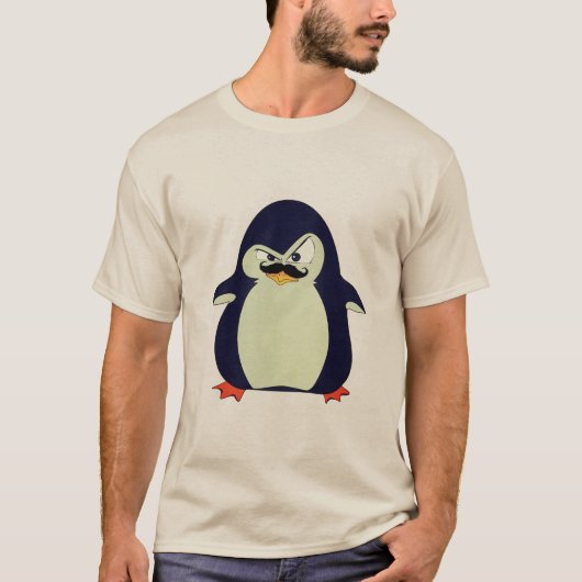 T-shirt Funny Cute Blue Mint Orange Angry Penguin (Devant)