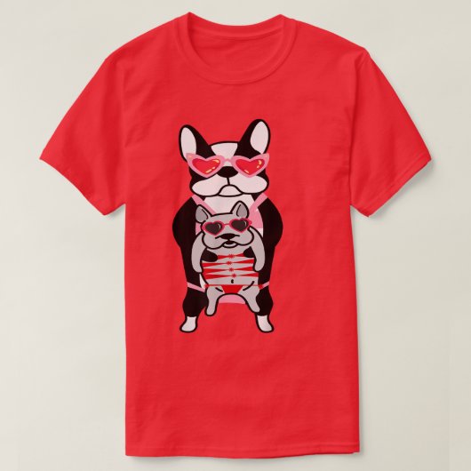 T-shirt Funny Cute French Bull Dog Valentines Day with Mom (Design devant)