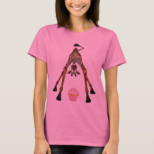 T-shirt Funny Cute Giraffe et Cupcake (Devant)