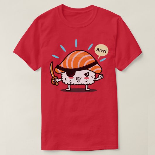 T-shirt Funny Cute Kawaii Original Pirate Japonais Sushi t (Design devant)