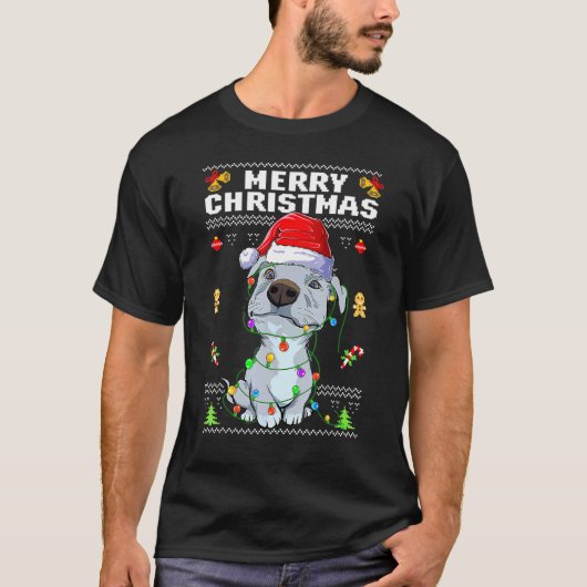 T-shirt Funny Cute Pull Bull Chien Merry Noël Ugly Swe (Devant)