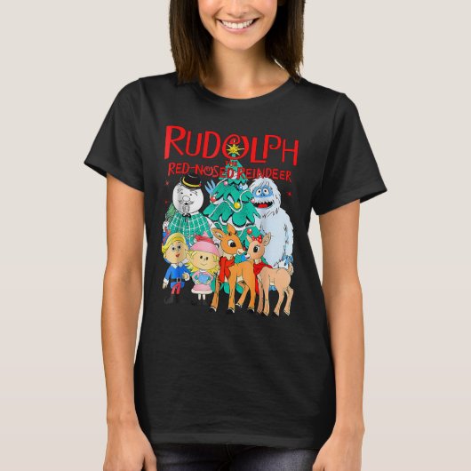 T-shirt Funny Cute Rudolph The Red Nosed Reindeer Christma (Devant)