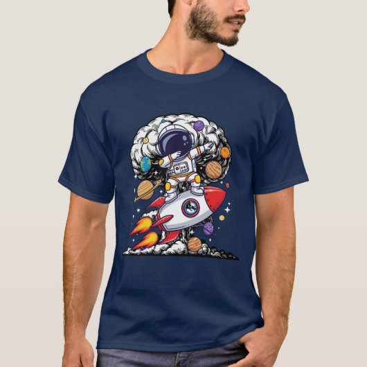 T-shirt Funny Dabbing Astronaut Rocket Space Humor Design (Devant)