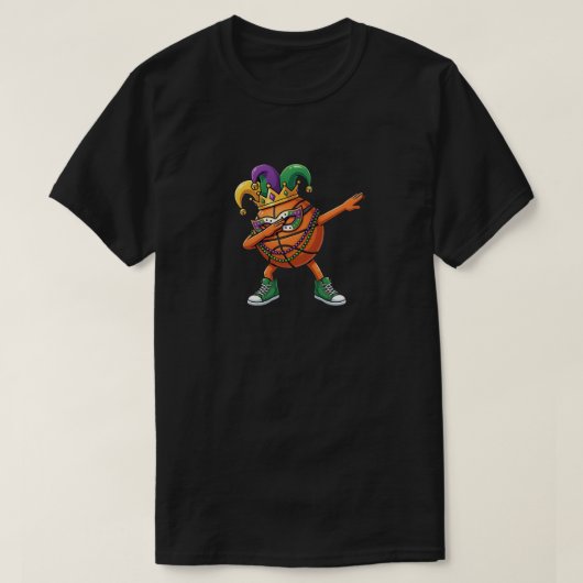 T-shirt Funny Dabbing Basketball Ball Mardi Gras Jester  (Design devant)