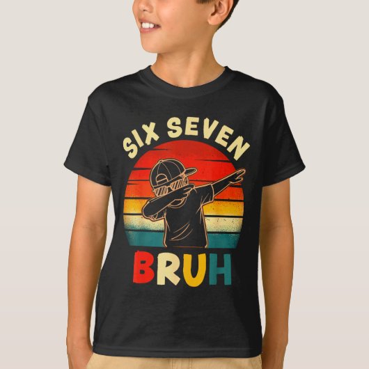 T-shirt Funny Dabbing Boy Six Seven Bruh 67 Meme 6 7 Slang (Devant)