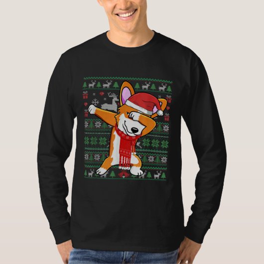 T-shirt Funny Dabbing Corgi Ugly Xmas Sweater Christmas Co (Devant)