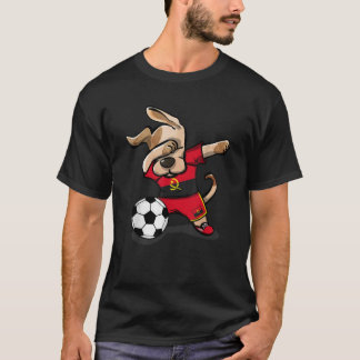 T-shirt Funny Dabbing Dog Angola Soccer Angolan Flag Footb