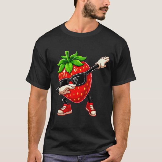 T-shirt Funny Dabbing Strawberry Summer Fruit Lover Men Wo (Devant)